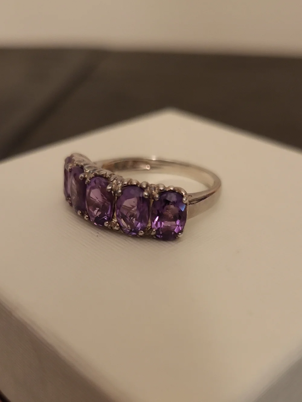 Vintage 925 Sterling Silver Multi Stone Amethyst Gemstone Ring